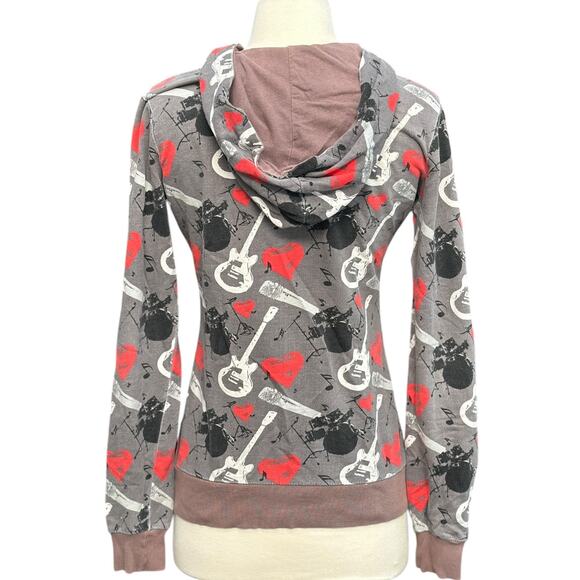 Vintage Y2K Charlotte Russe faded band music hearts sweatshirt hoodie Small - Picture 2 of 11